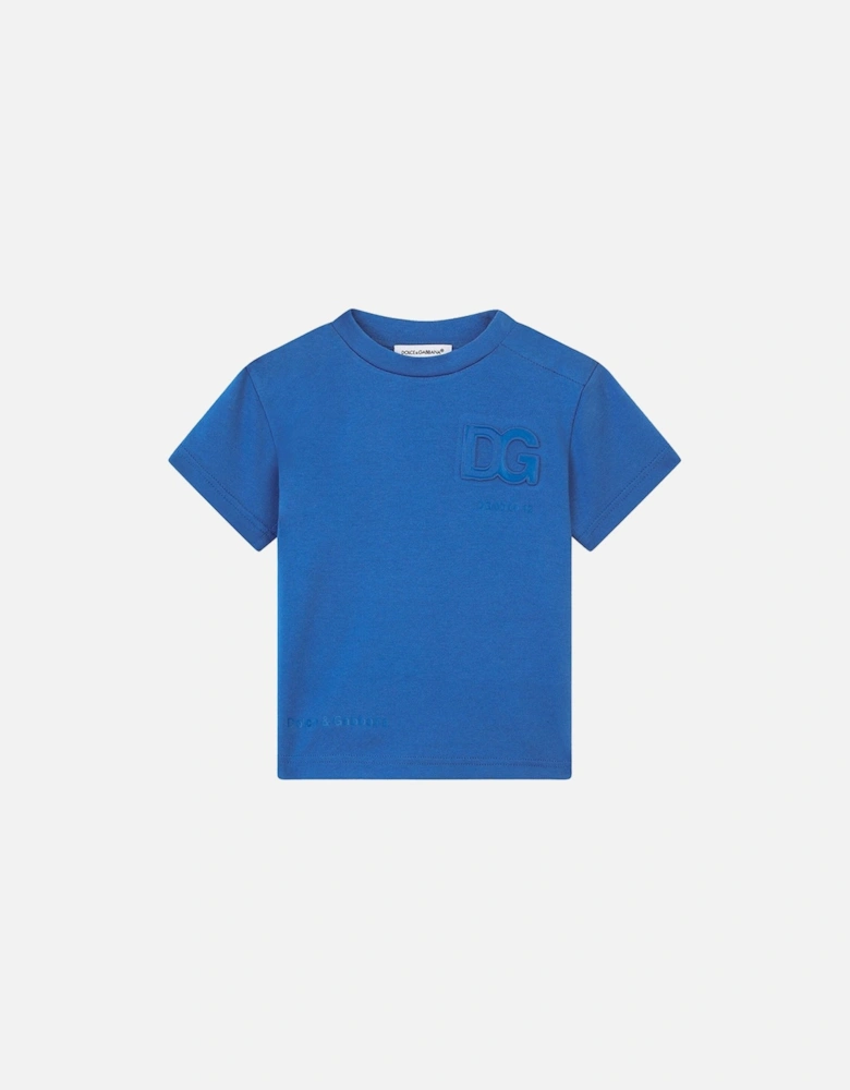 Jersey T-shirt with embossed logo Blue