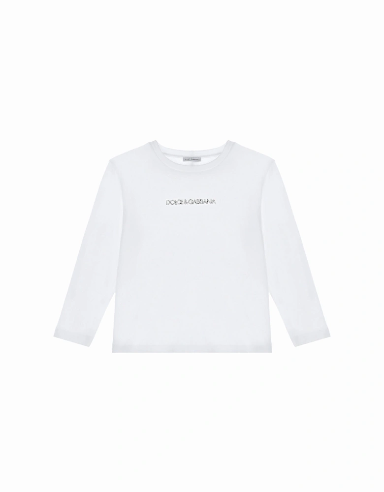 Unisex Kids Cotton Logo T-Shirt White