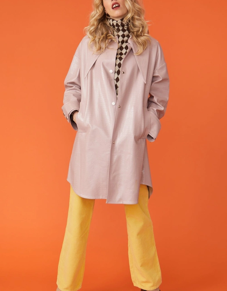 Baby Pink Oversized Shacket with Exaggerated Collar