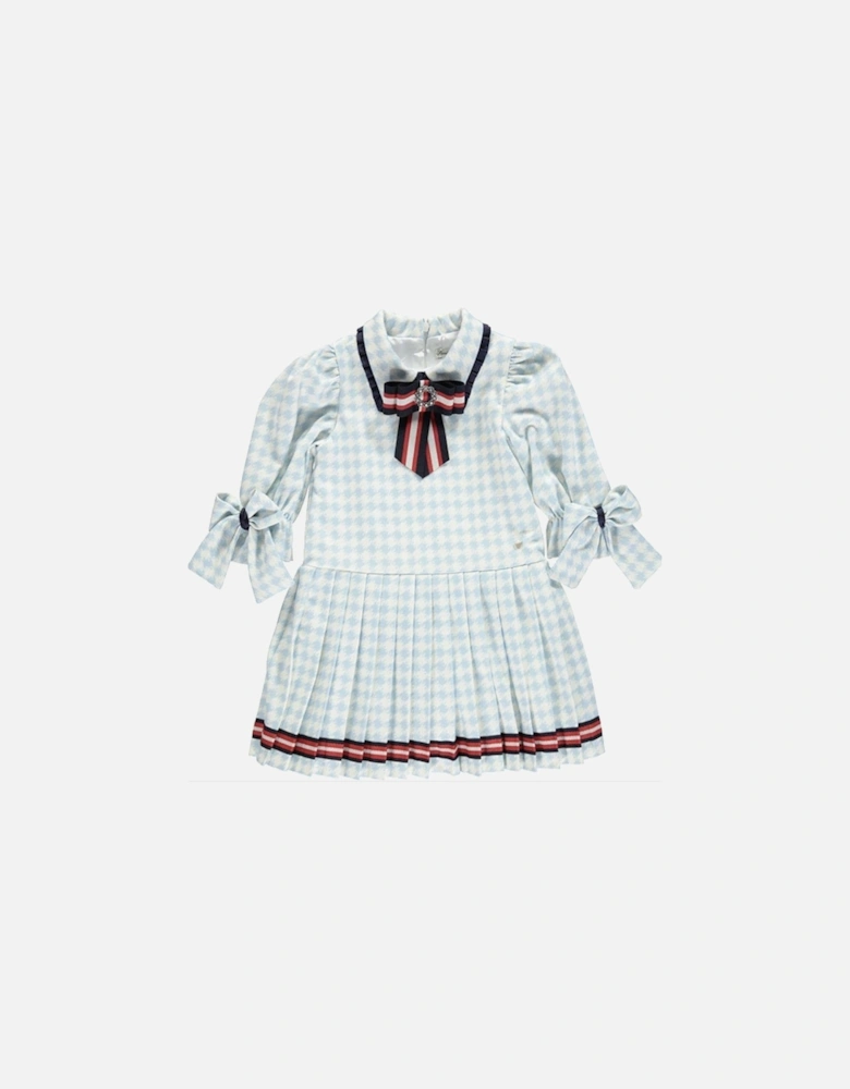 Girls Blue Houndstooth Dress