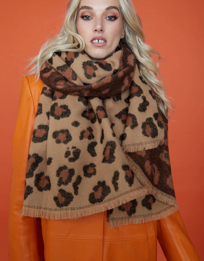 Leopard Print Animal Print Cashmere Blend Wrap