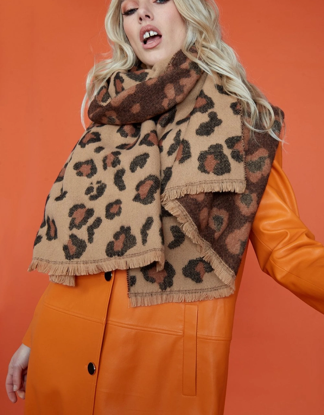 Leopard Print Animal Print Cashmere Blend Wrap