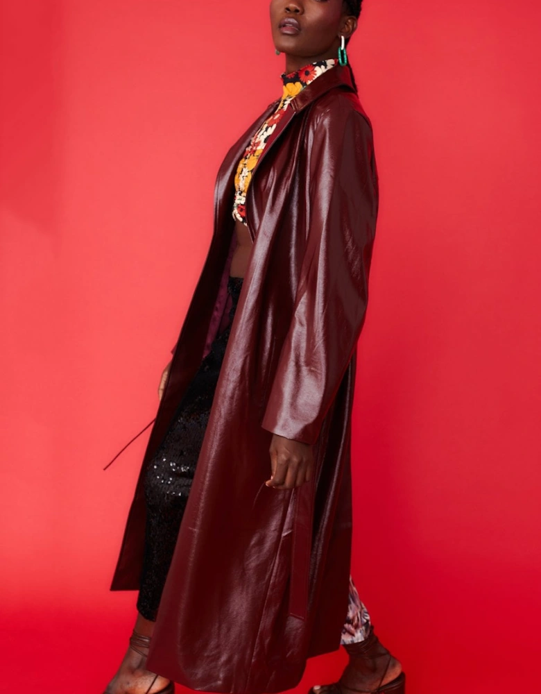 Red Oversized Trench Coat