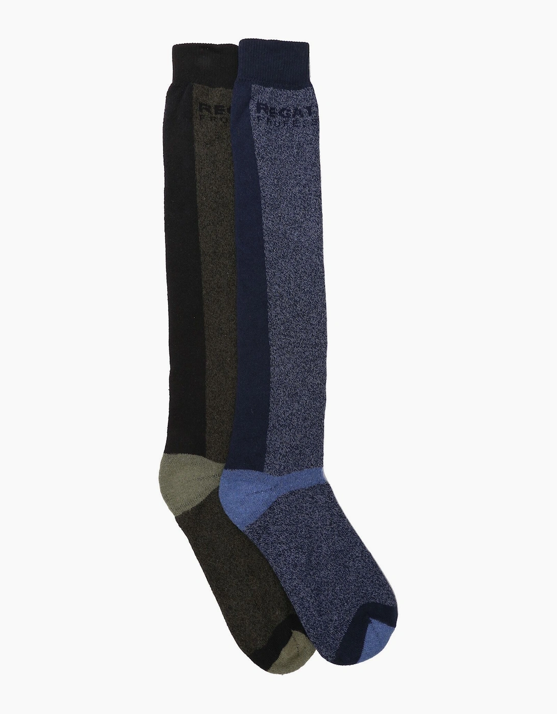 Men's Regatta Professional Mens Assorted Designs Boot Socks Set (Pack of 2) - Blue/Multi - Size: ONE size