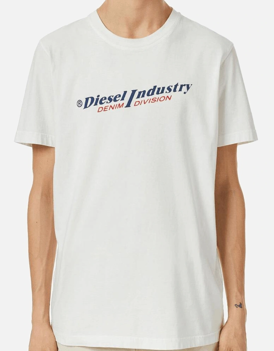 T-DIEGOR-IND Suede Logo White T-Shirt