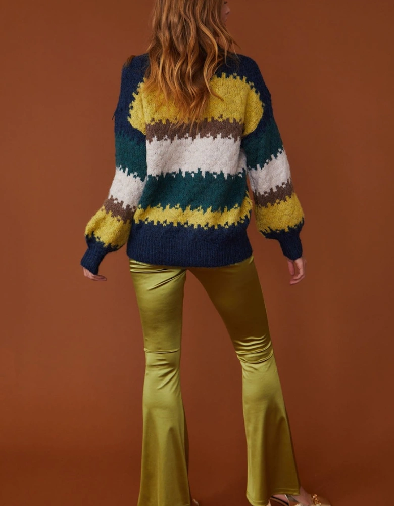 Yellow and Green Striped Cashmere Jumper