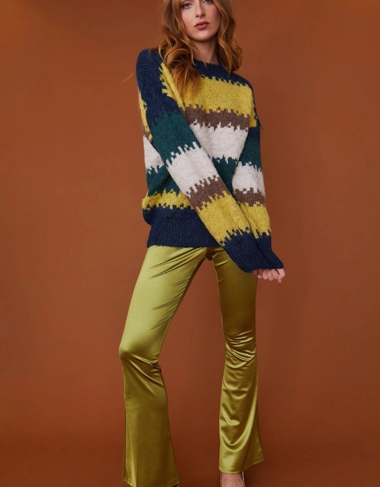 Yellow and Green Striped Cashmere Jumper