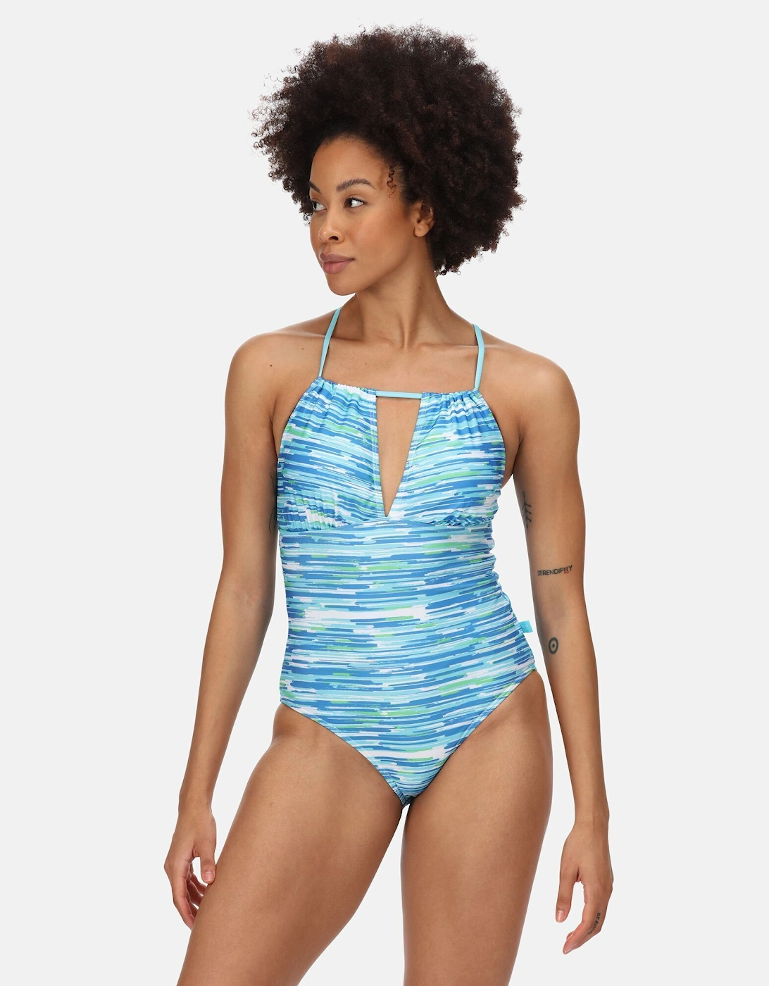 Womens/Ladies Halliday Brush Stroke One Piece Swimsuit