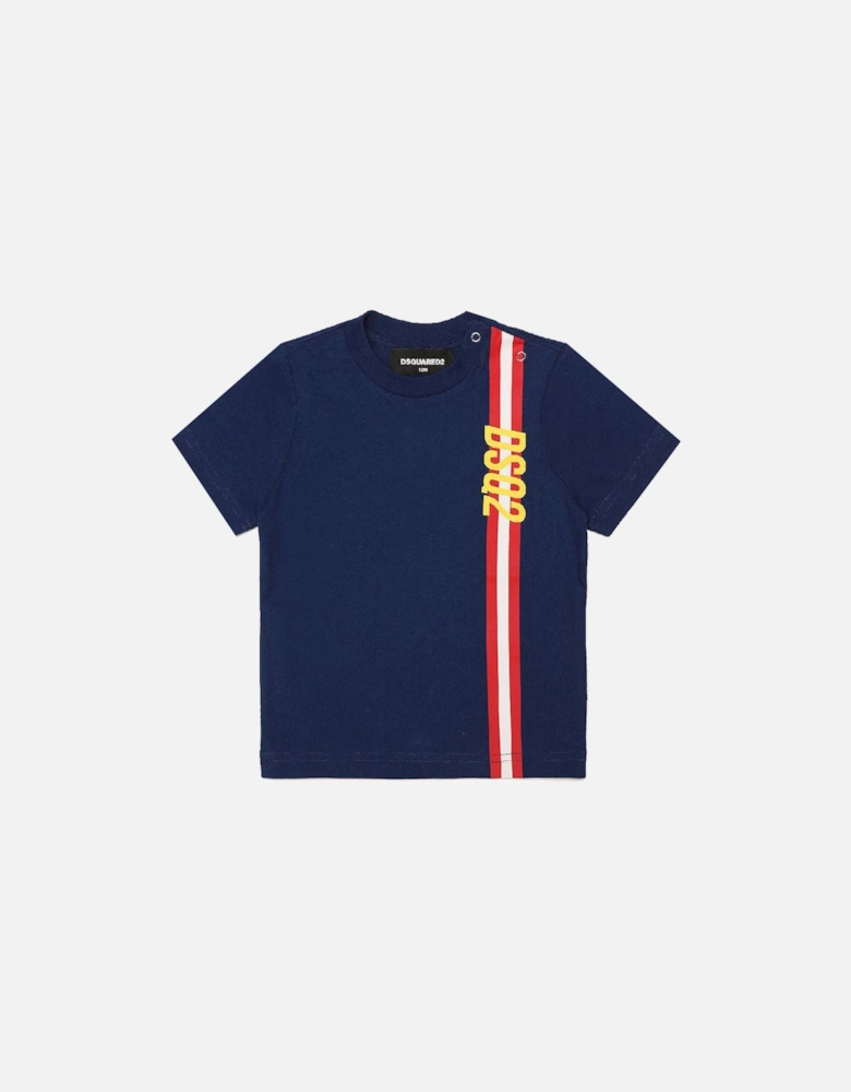 Baby Boys Striped Logo T-shirt Blue