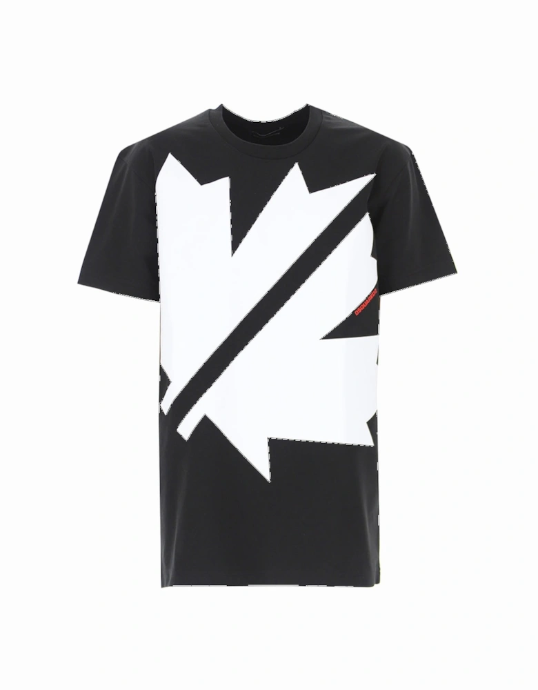 Boys Oversized Leaf Print T-shirt Black