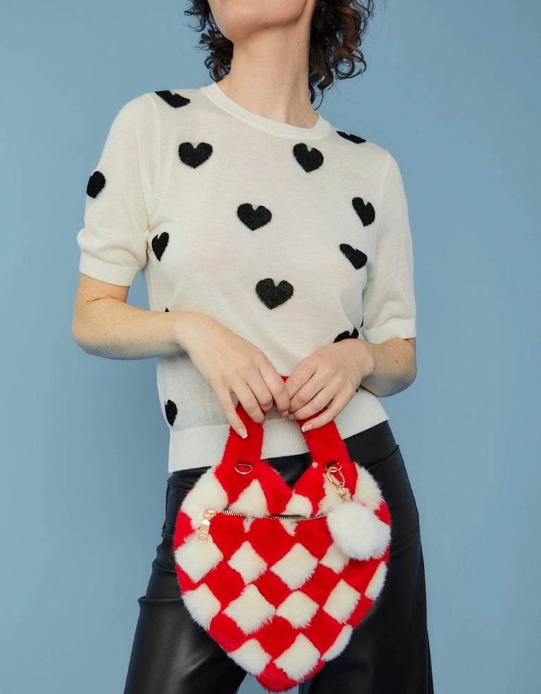 Checkered Love Heart Shoulder Bag