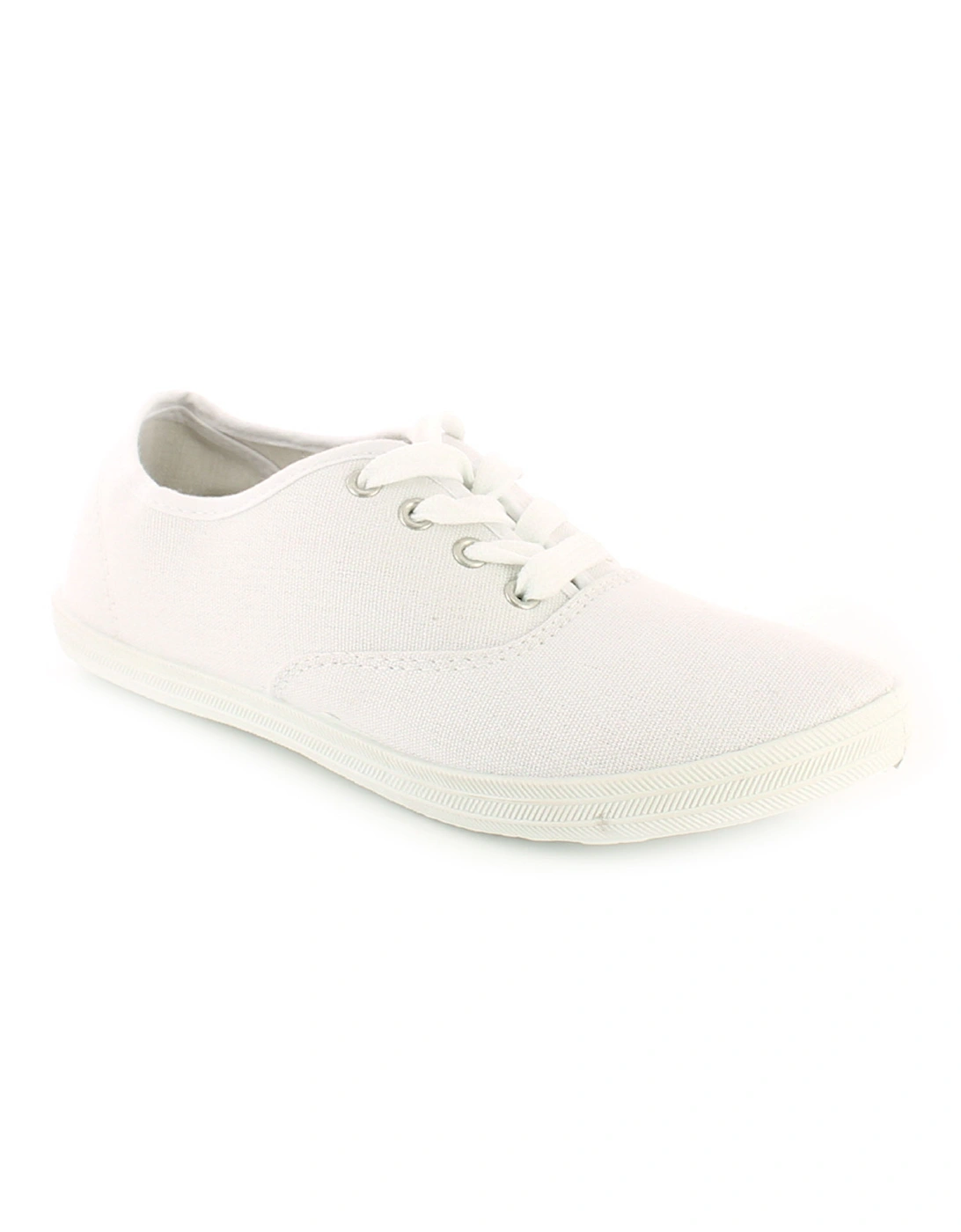 Womens Canvas Pumps Plimsolls Monster Lace Up white UK Size, 6 of 5