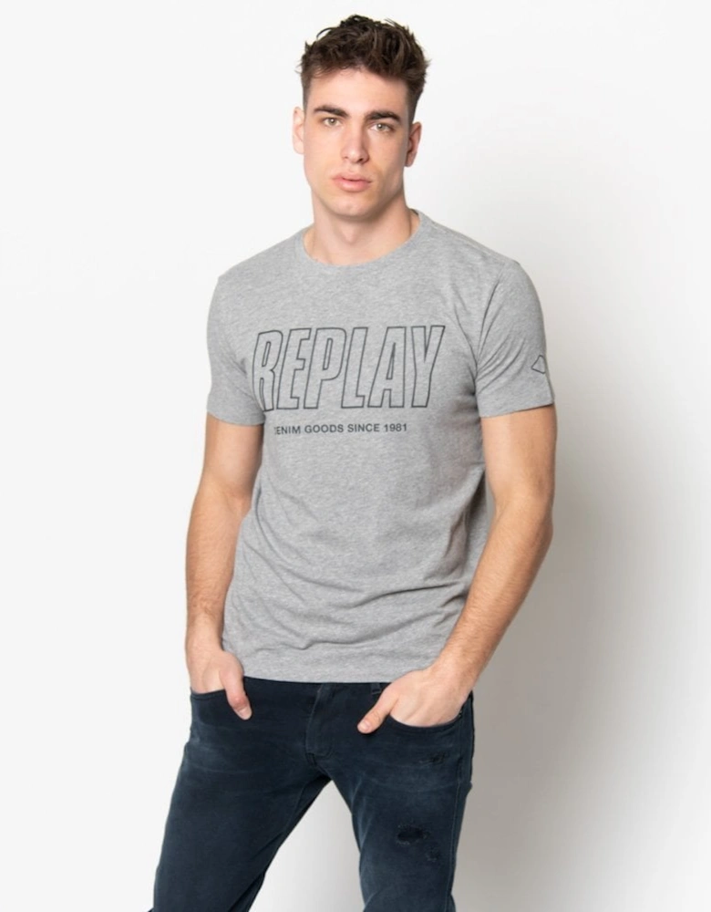 Round Neck Printed Grey T-Shirt