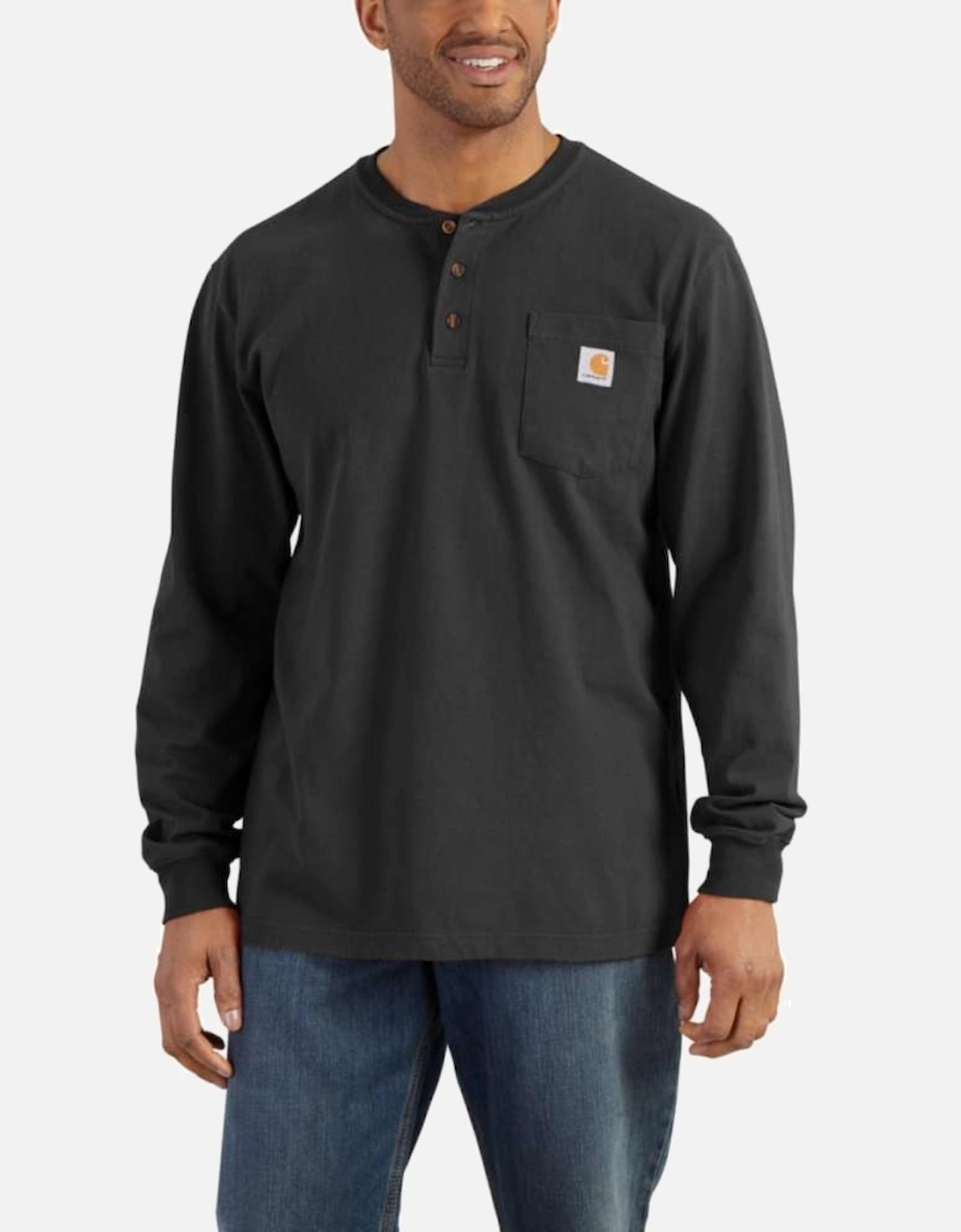 Carhartt Mens Workwear Pocket Henley Long Sleeve T Shirt, 4 of 3