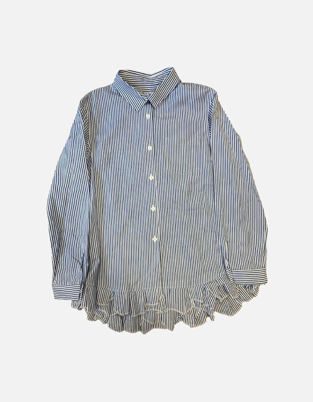 Girls Navy Striped Cotton Blouse, 2 of 1