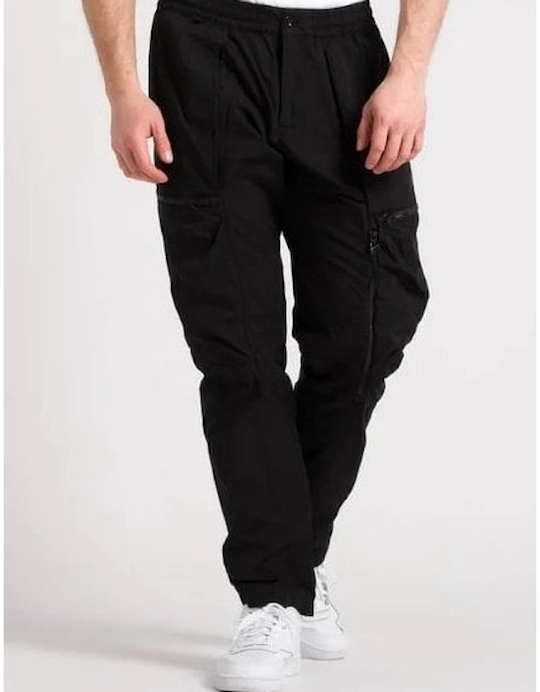 Cotton Rip-Stop Black Cargo Pants