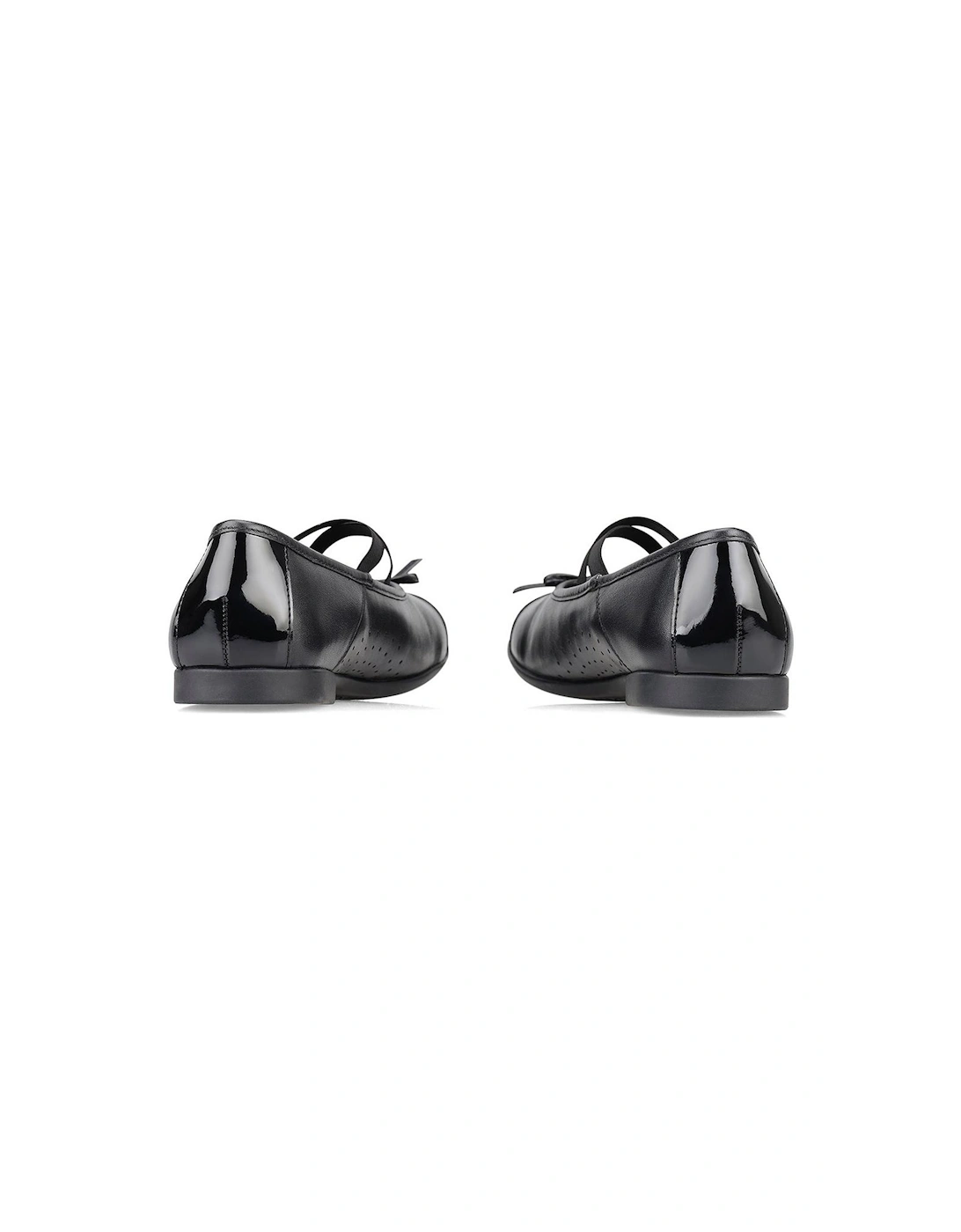Girls Idol Patent Leather Slip On School Shoes with Bow - Black