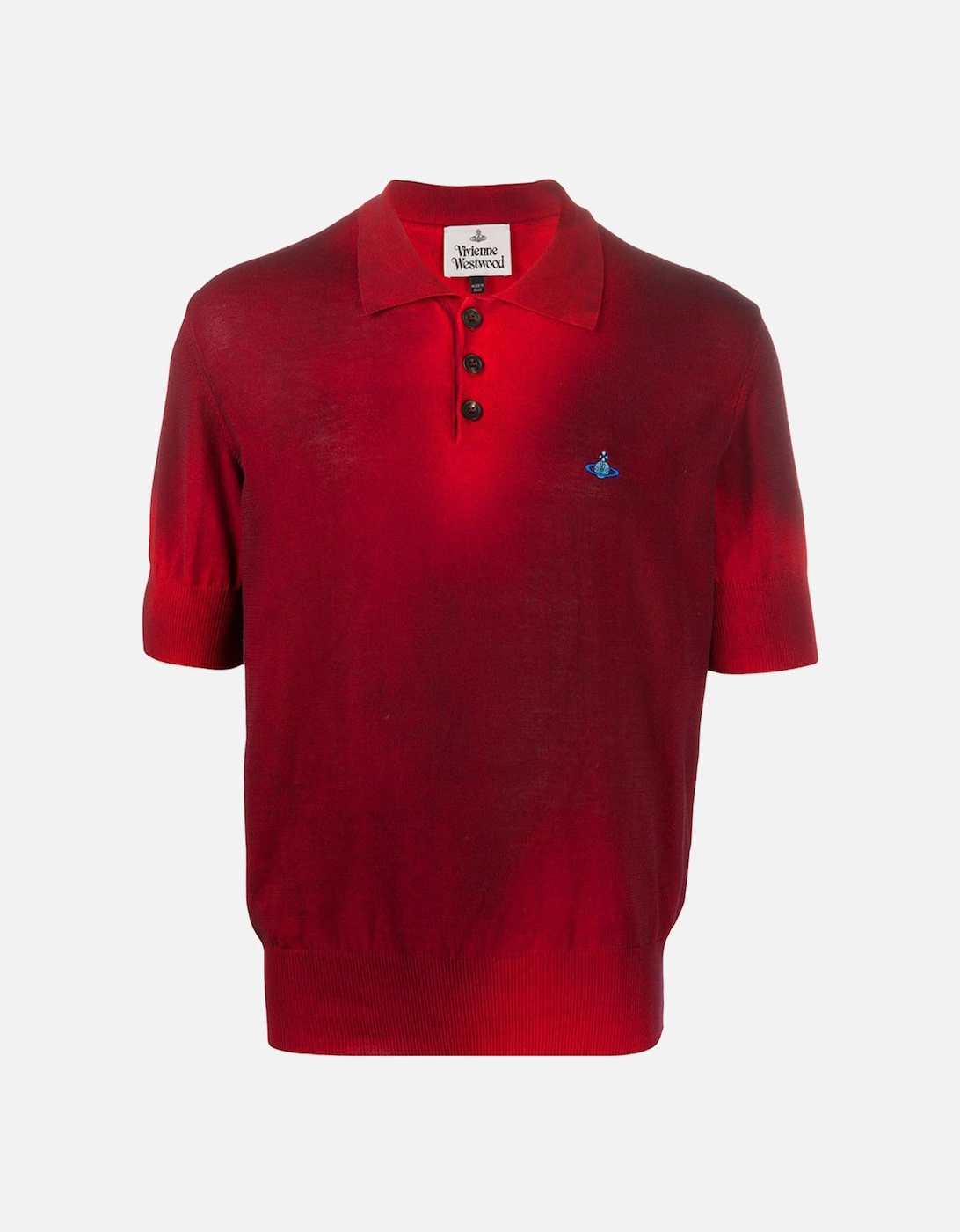 Mens Faded Pullover Knitted Polo Red, 2 of 1
