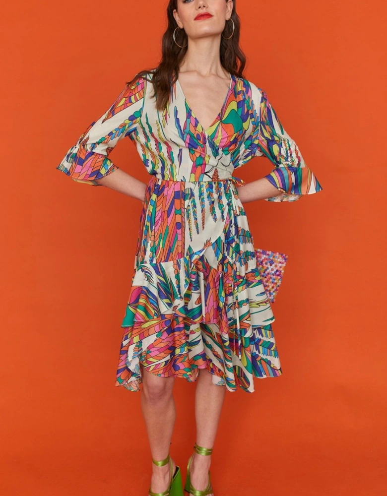 Havanna Tropical Wrap Midi Dress