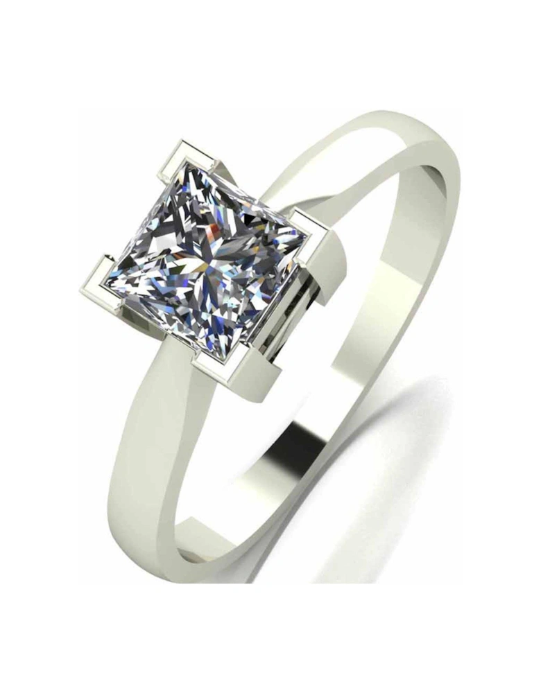 9 Carat White Gold Princess Cut 105pt Equivalent Ring