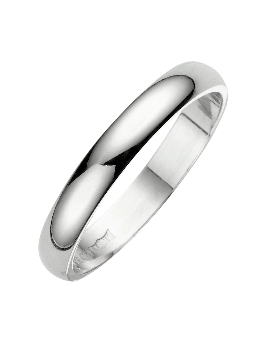 18 Carat White Gold D Shaped Wedding Band 3mm, 2 of 1