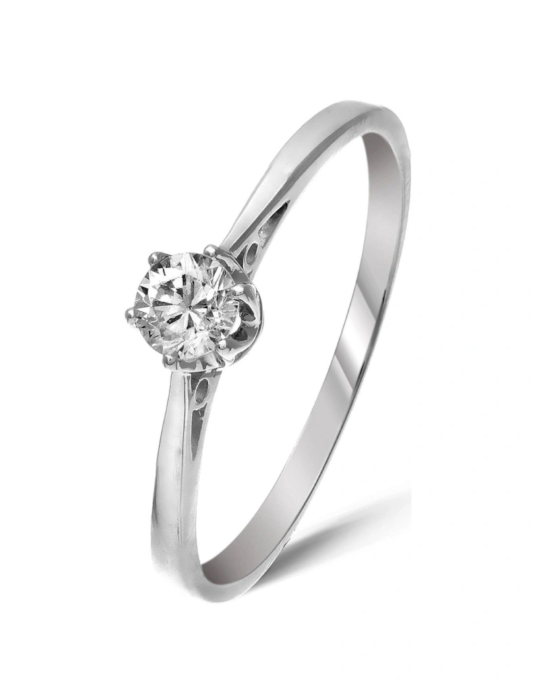 9 Carat White Gold 25pt Certified Solitaire Ring