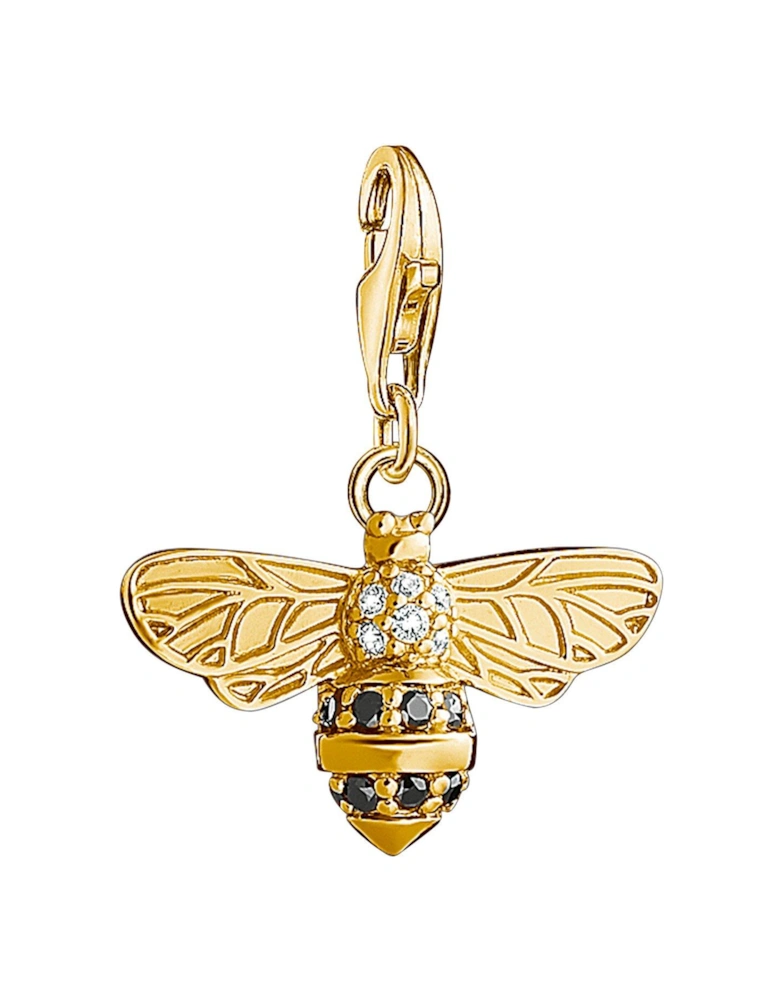 Sterling Silver Charm Club Bee Charm - Gorgeous, Golden Sparkles In All Lights