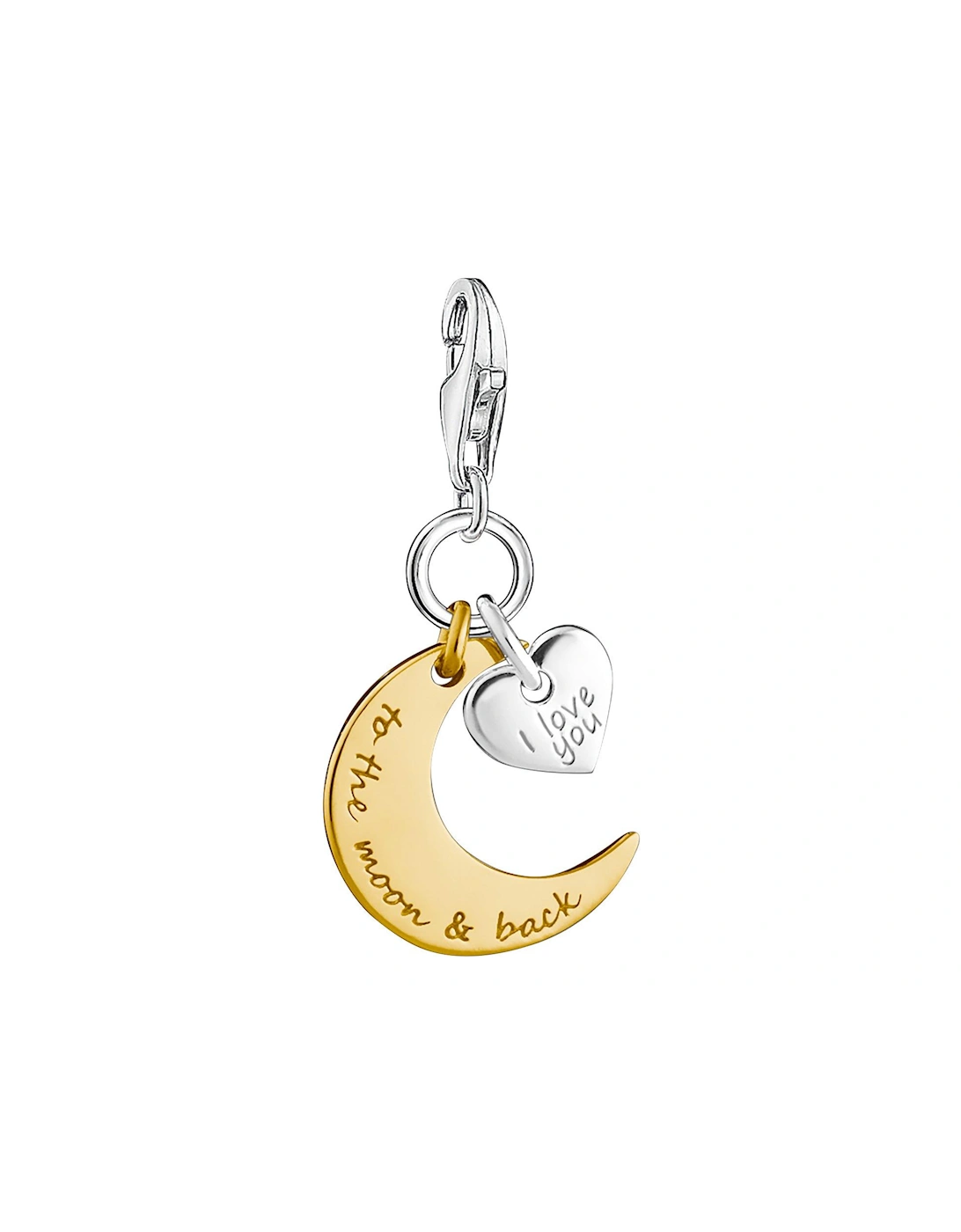 Sterling Silver Charm Club Love You to the Moon and Back Charm, 2 of 1