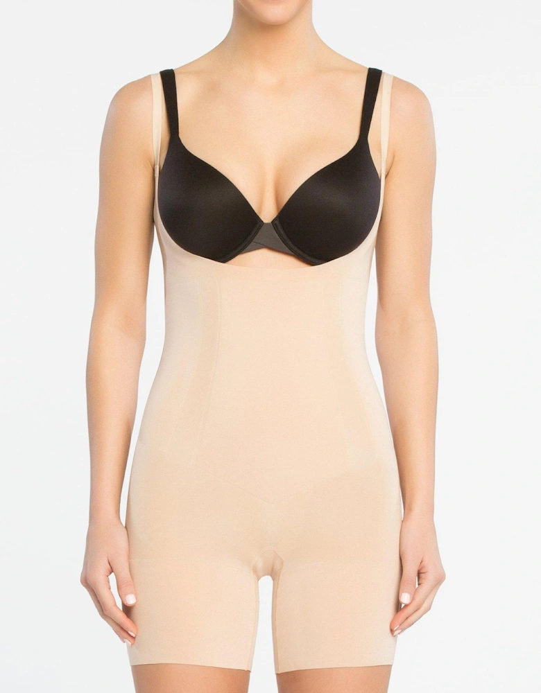 Oncore Open Bust Mid Thigh Bodysuit - Nude