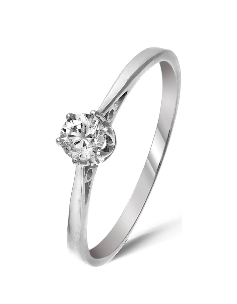 9 Carat White Gold 25pt Diamond Solitaire Ring