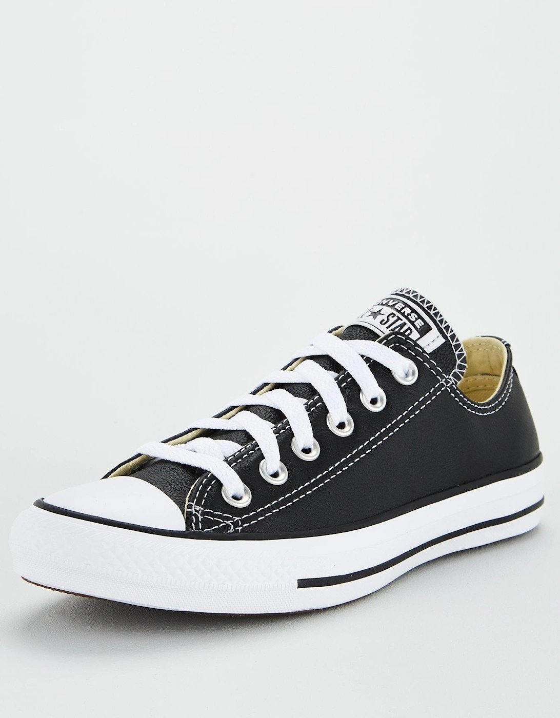 Womens Leather Ox Trainers - Black, 3 of 2