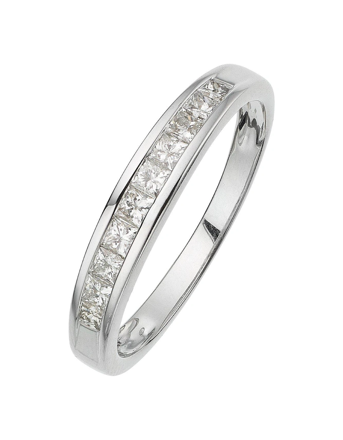 18-Carat White Gold 50 Point Princess Cut Diamond Half Eternity Ring, 2 of 1
