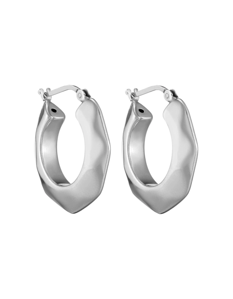 Sterling Silver 24mm Hexagon Hoop Earrings