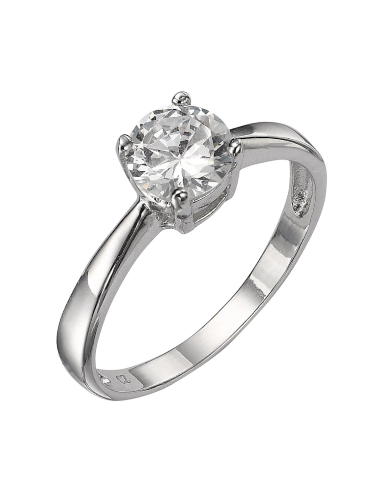 Sterling Silver White Cubic Zirconia Solitaire Dress Ring