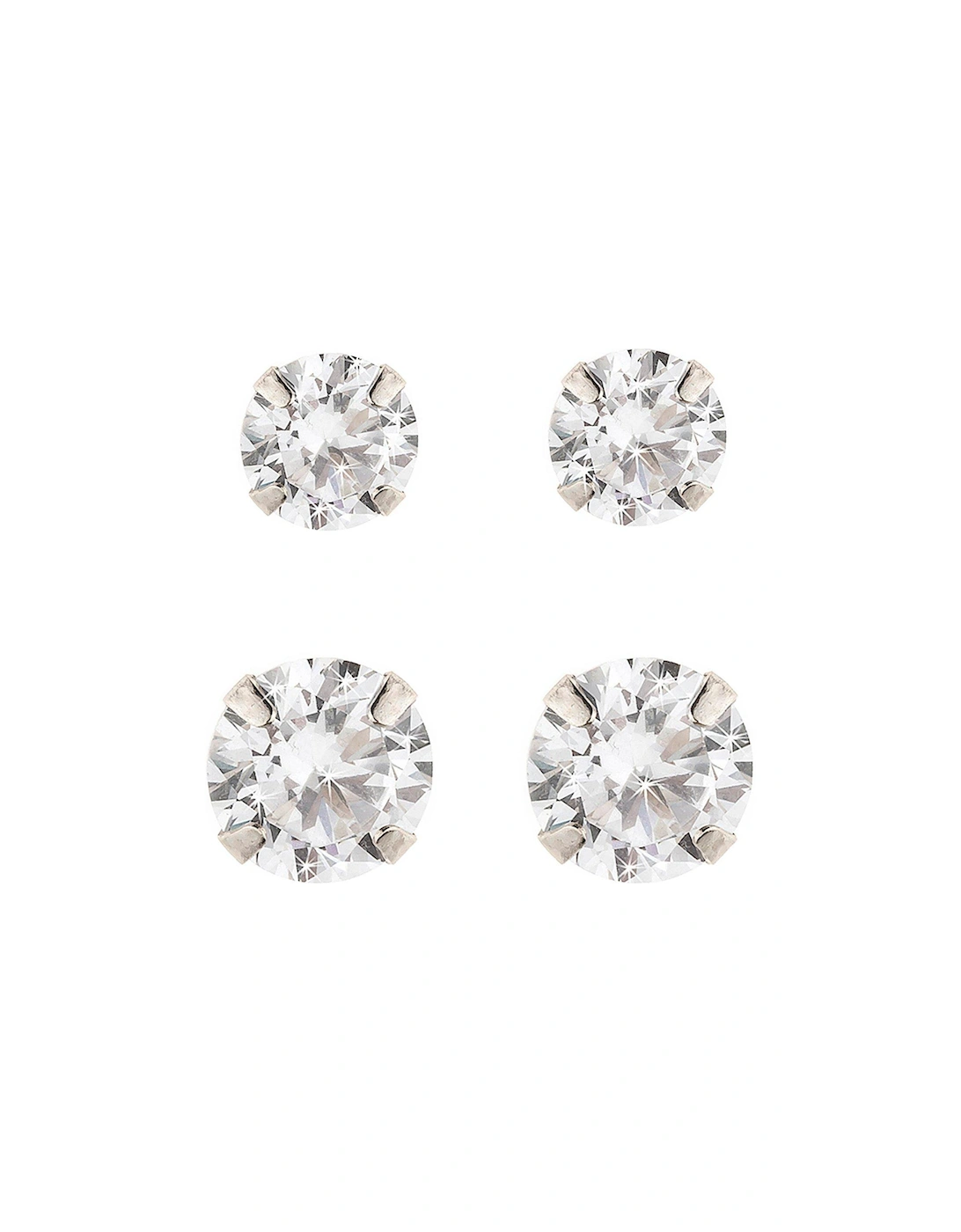 9-Carat White Gold Set of 2 Cubic Zirconia 5mm and 7mm Earrings, 2 of 1