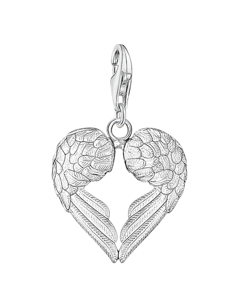 Sterling Silver Charm Club Angel Wings Heart Charm