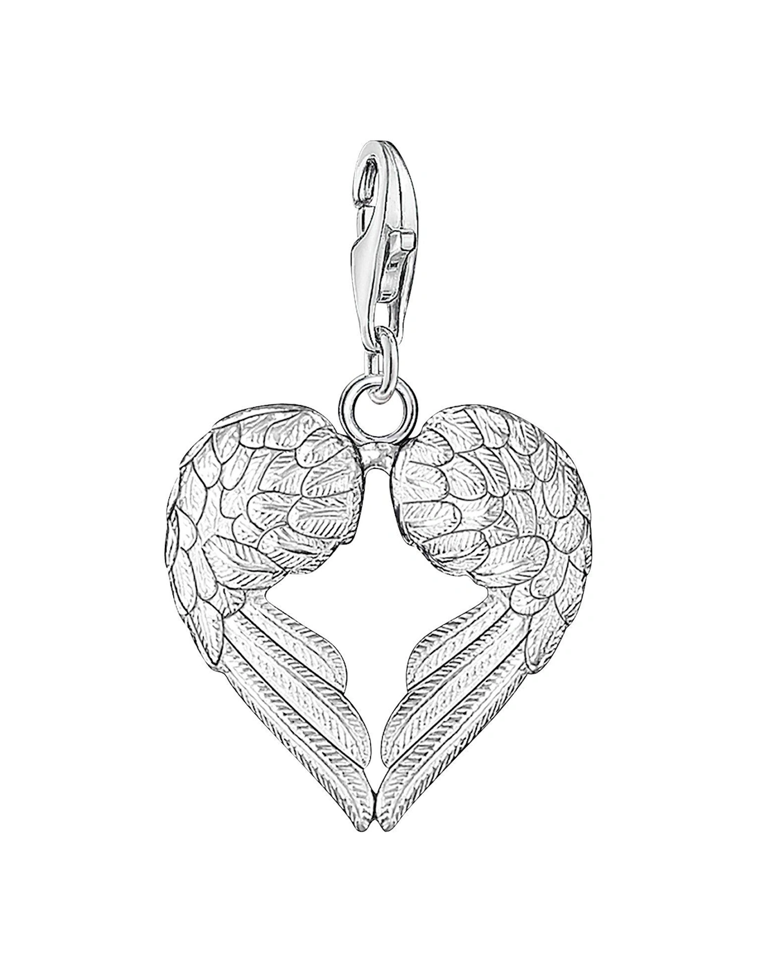 Sterling Silver Charm Club Angel Wings Heart Charm, 2 of 1