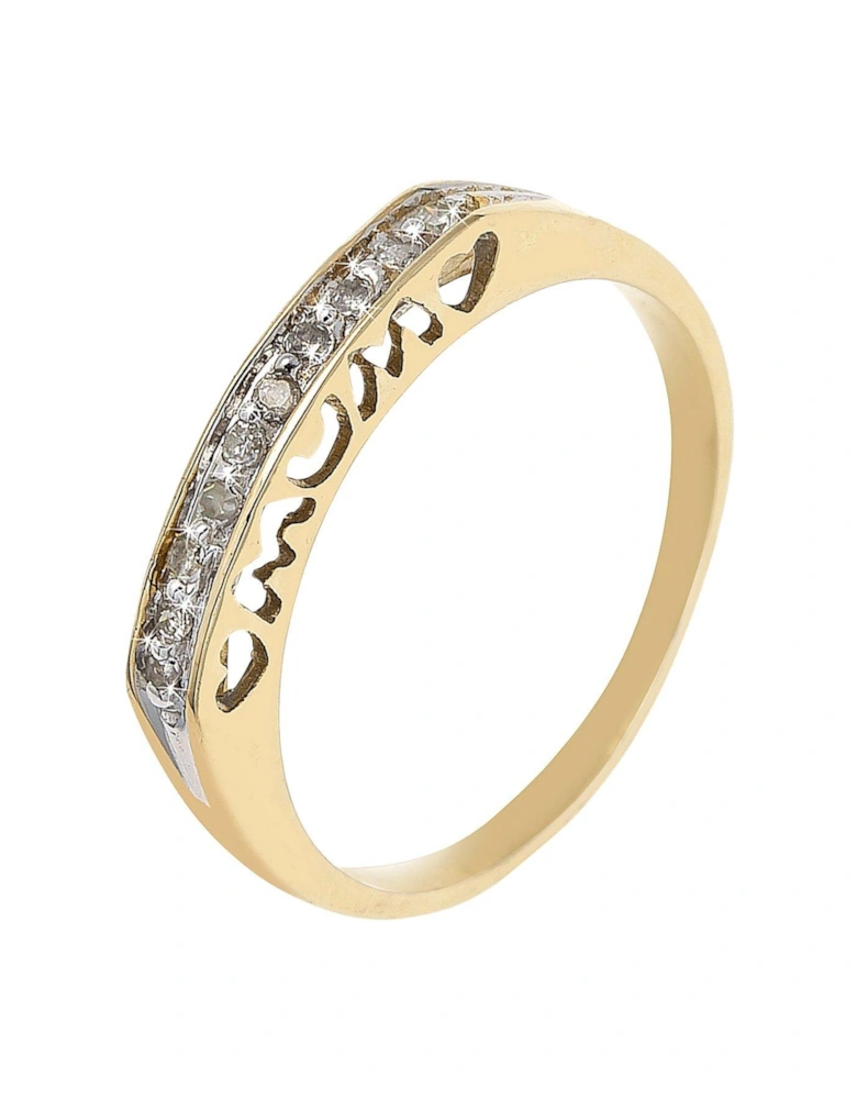 9 Carat Yellow Gold Diamond Set Mum Heart Ring