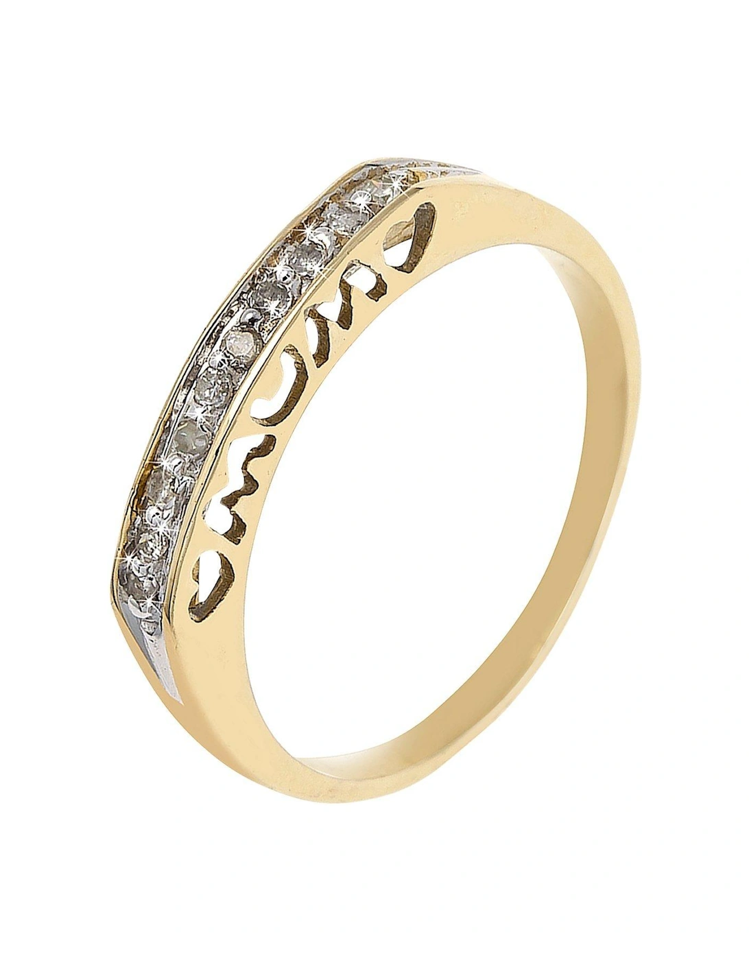 9 Carat Yellow Gold Diamond Set Mum Heart Ring, 2 of 1
