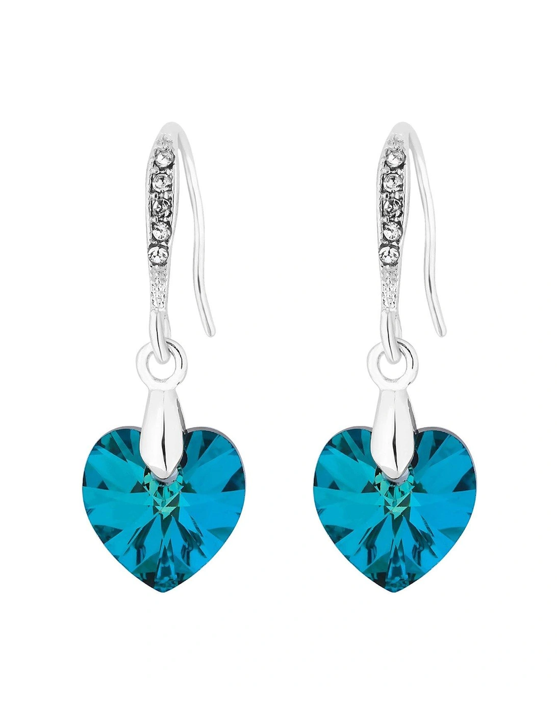Silver Plated Blue Heart Drop Earrings, 2 of 1