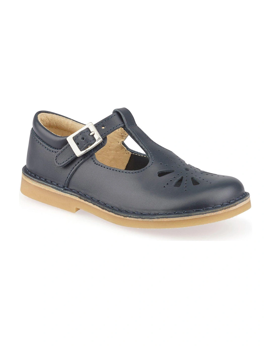 Lottie Leather Classic T-Bar Buckle Girls Shoes - Navy Blue , 2 of 1