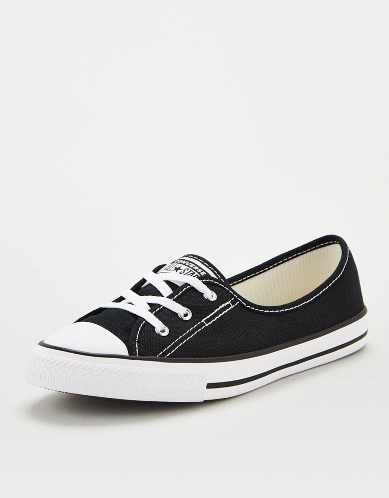 Womens Ballet Lace Slip Trainers - Black/White