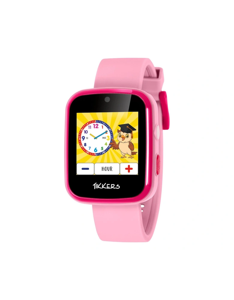 Full Display Pink Silicone Strap Kids Smart Watch