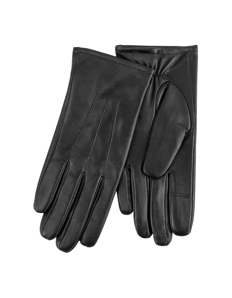 Isotoner 3 Point Smart Touch Leather Glove - Black