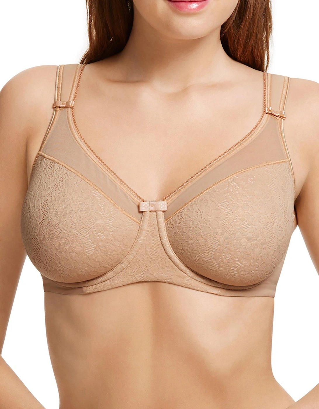 Beauty Lace Non Padded Underwire Everyday Minimiser Bra - Nude, 3 of 2