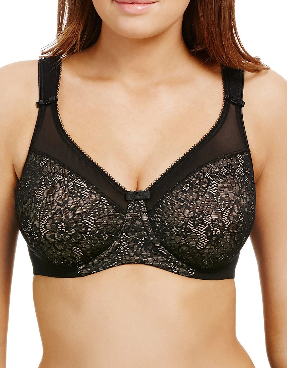 Beauty Lace Non Padded Underwire Everyday Minimiser Bra - Black, 2 of 1