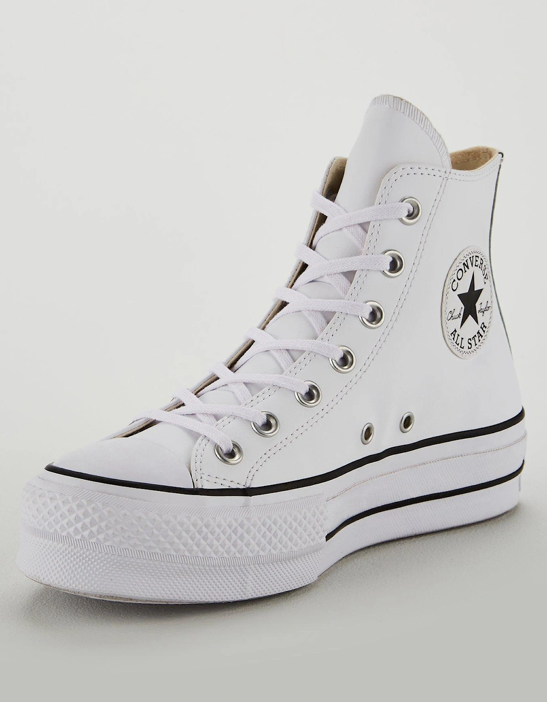 Womens Leather Lift Hi Top Trainers - White/Black, 7 of 6