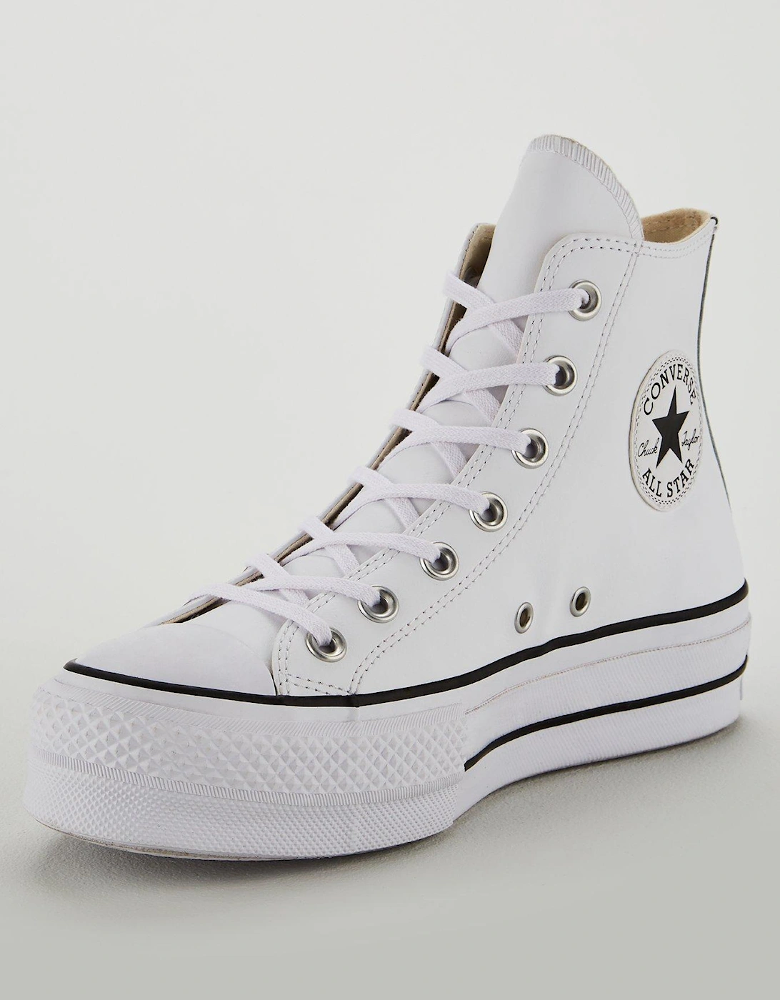 Womens Leather Lift Hi Top Trainers - White/Black, 11 of 10