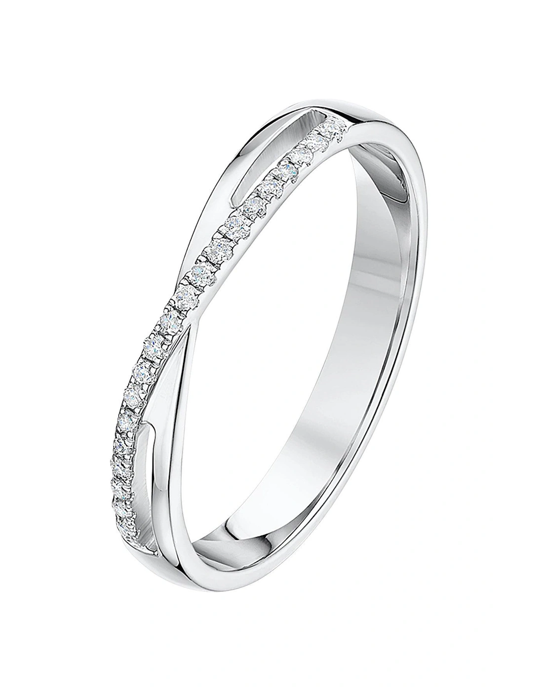 9ct White Gold Band with 0.1ct Diamond detail Ring, 2 of 1