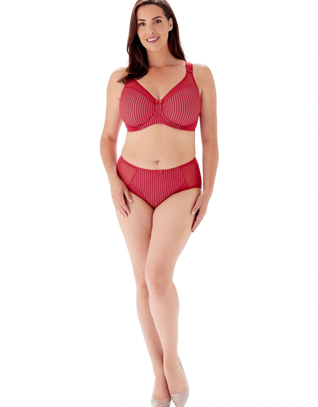 Jacquard Underwired Smoothing Minimiser Bra - Red, 3 of 2